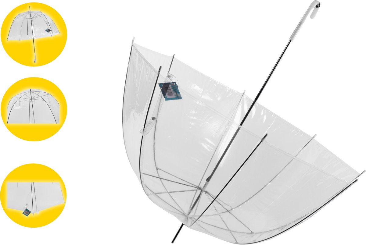 Transparante Koepelparaplu Set van 2 – Paraplu Bruiloft Lichtgewicht – Doorzichtige Paraplu Ø75 cm – Haakvorm Handvat – Koepelvormige Paraplu voor Speciale Gelegenheden en Fotoshoots — cadeau in Cadeau-ideeën - foto 4