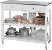 Bol.com Simpletrade Serveerwagen - Met 2 lades - Staal/MDF - Wit - 100x45x92 cm aanbieding