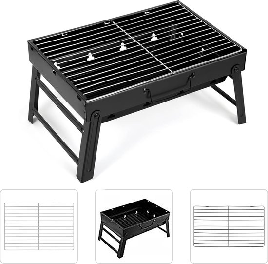 Opvouwbare tafel bbq - Smokerbarbecues - Tafelbarbecue houtskool - Smoker mini barbecue - Houtskoolbarbecues - Camping barbecues - BBQ Grill - Barbeque - Tafelbarbecues - Grilloppervlak (L x B) 44.5 x 31.5cm van Merkloos — afbeelding 4