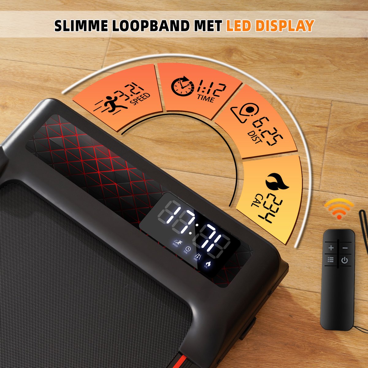 Afbeelding 3 van Y-RAIN Elektrische Loopband, Walking Pad, Inklapbaar loopband, 2-in-1, 2,25pk Motor, 1-12km/u Snelheidsbereik, met Afstandsbediening, LED-display, Veiligheidssleutel en ipad/mobiele telefoon houder.