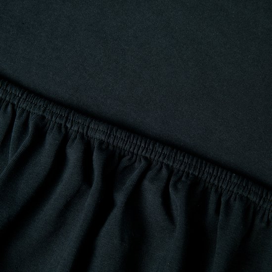Kayori Tara Hoeslaken Jersey Stretch - 140-160x200-220cm - Matrasdikte 35cm - Rondom Elastiek - Biologisch Katoen - Strijkvrij - Zwart