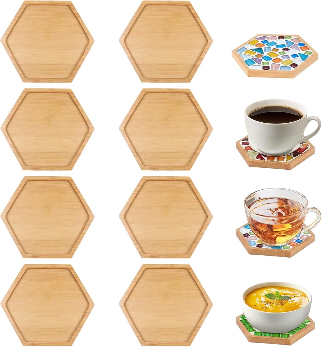 Bamboe Onderzetters - 8 Stuks - Voor Planten en Decoratie - DIY