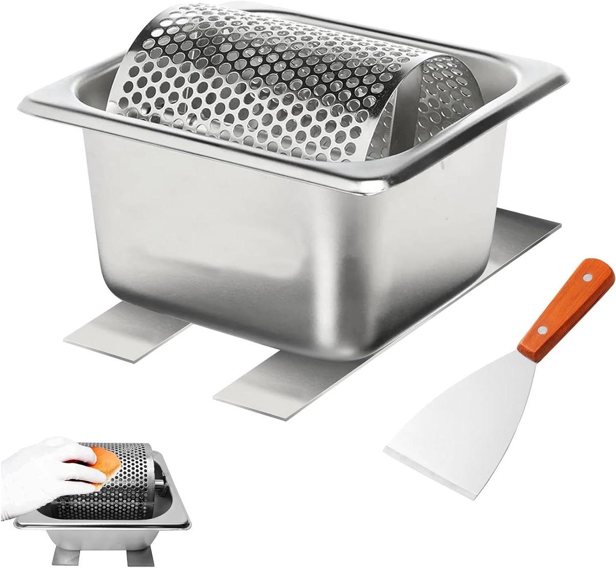 Allecto Plus - RVS boterroller riem met standaard - gelijkmatige boterverspreiding - makkelijk schoon te maken - boterdispenser voor maïsbrood en steaks