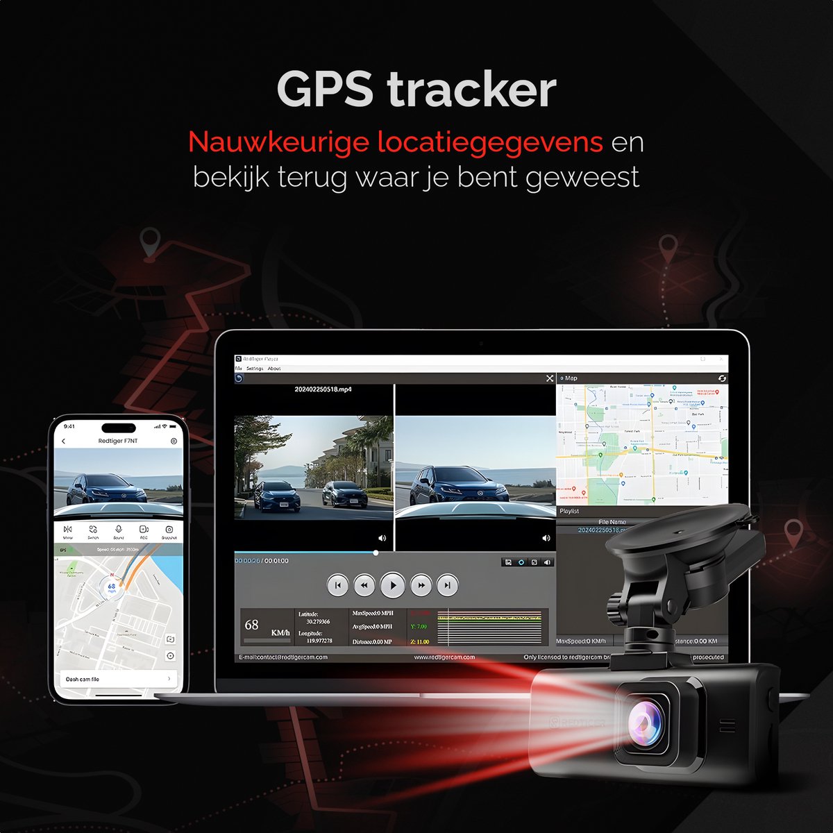 RedTiger F7N Touch Pro Dashcam 4K voor+achter met GPS thumbnail 3