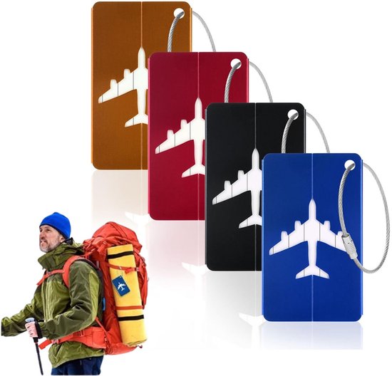 étiquettes Bagages Aluminium Étiquettes De Bagages En Aluminium Gravé Personnalisables - Pour Valise Et Sac à Dos, 9 Couleurs, Anneau Inox étiquette Personnalisée Voyage