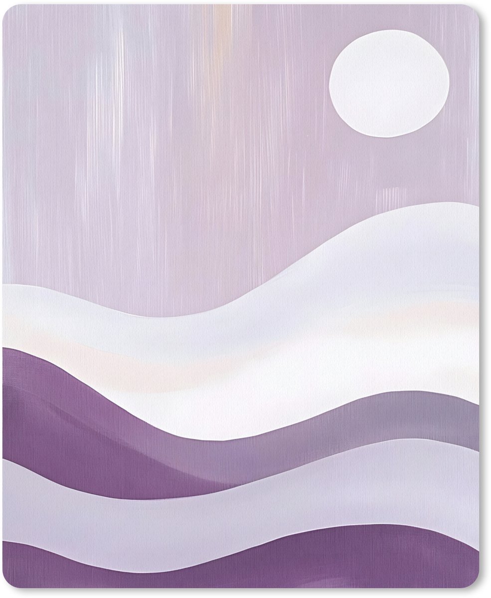 Muismat 19x23 cm - Mousepad Golven - Heuvels - Abstract - Paars - Muismatten