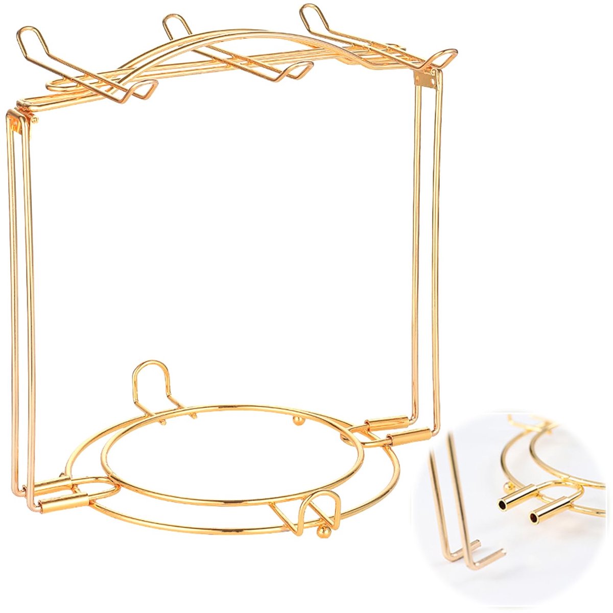 Ibenzoa® Koffiebekerhouder van roestvrij staal voor 6 koffiekopjes met schotelsets en theelepels - Gouden afwerking