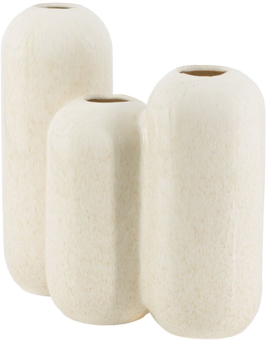Vase triplé en faïence beige