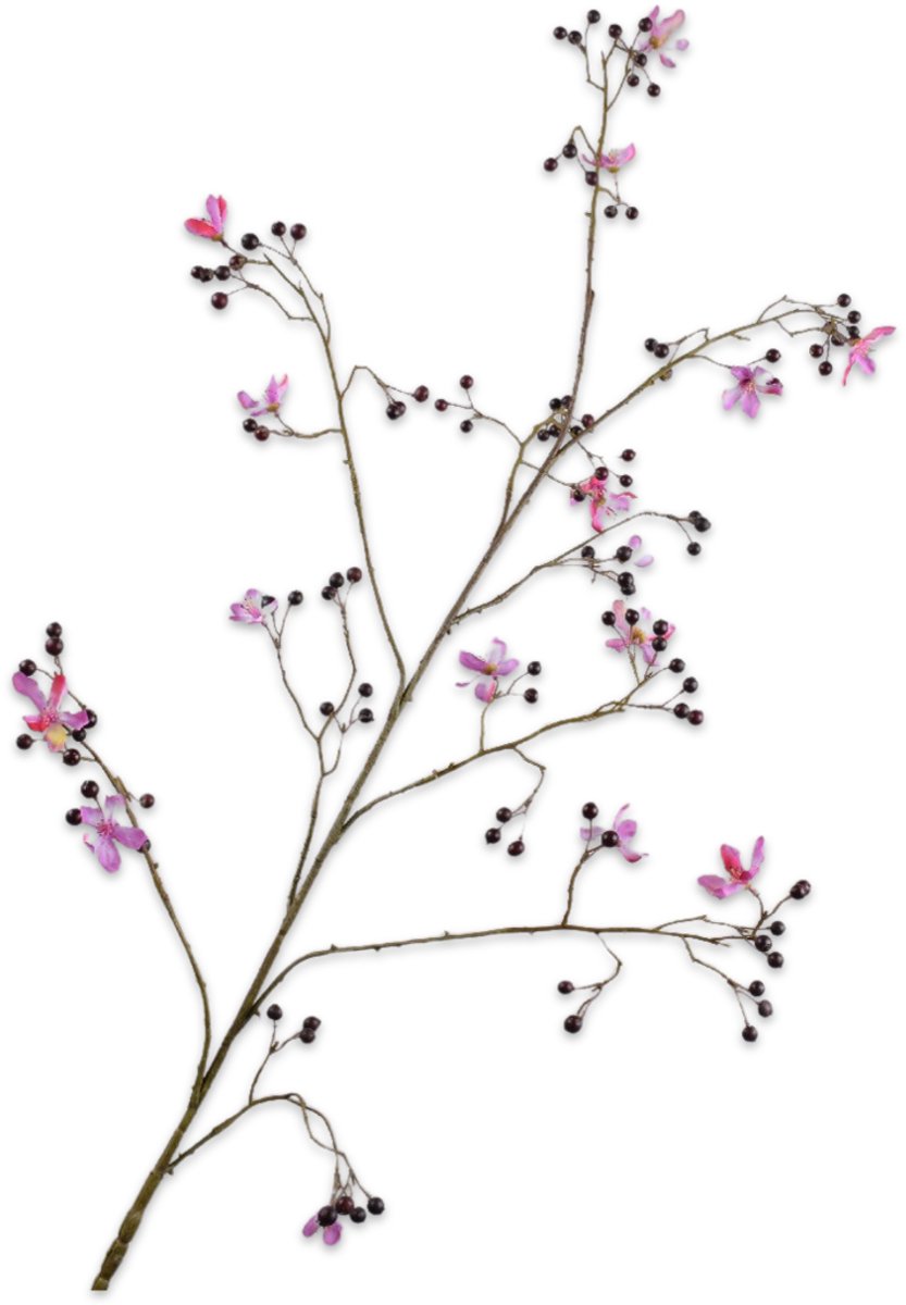 Silk-ka Kunstbloem-Zijde Bloemen Bloesem tak Paars-Roze125 cm