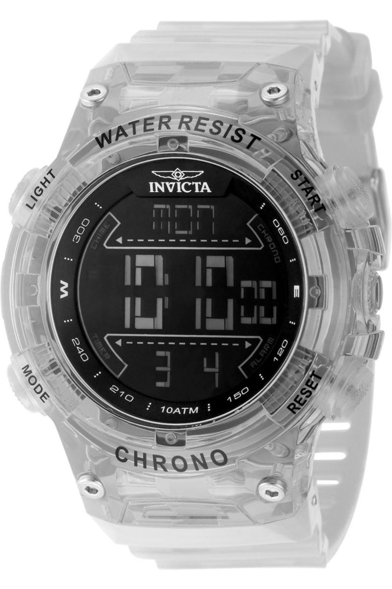 Invicta Racing 49041 Heren Horloge - Waterdicht - Digitaal - Quartz Uurwerk - Plastic met zwarte Wijzerplaat - 52mm