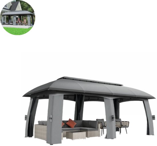 UISEBRT Paviljoen, 3 x 3 m, met 4 zijwanden, tuinpaviljoen, partytent