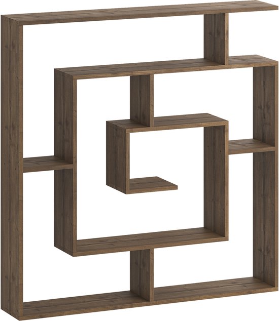 Bibliothèque HOCUS PICUS à 6 niveaux – Étagère ouverte élégante en Wit, anthracite, bordeaux et plus encore – Idéale pour le salon ou le bureau à domicile – 129 x 125 x 22 cm – Chêne foncé