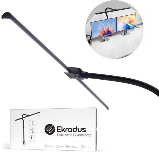 Ekradus - Opvouwbare LED Bureaulamp – Dimbaar – Kleurstanden – Touch & Afstandsbediening – Zwart/Aluminium