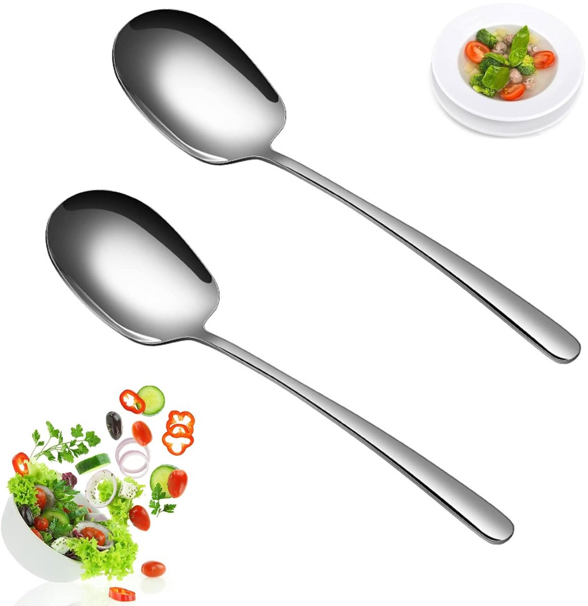 TRANKIELO® – Set van 2 hoogwaardige roestvrijstalen serveerlepels, 29 cm – Ideaal voor buffetten, bijgerechten en catering – Vaatwasmachinebestendig en duurzaam