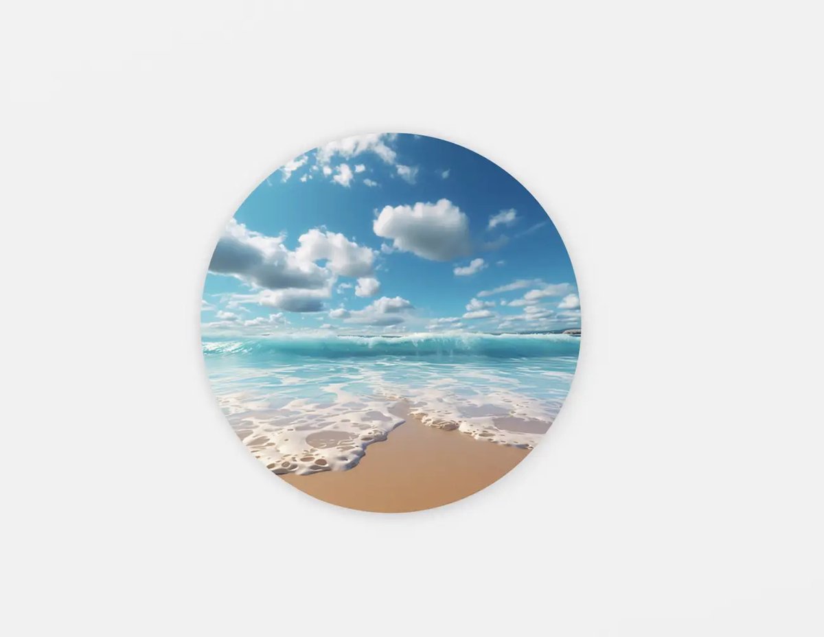 Rond Schilderij - Zee en Strand - Landschap - Muurcirkel - Foto print op Dibond - 40 cm
