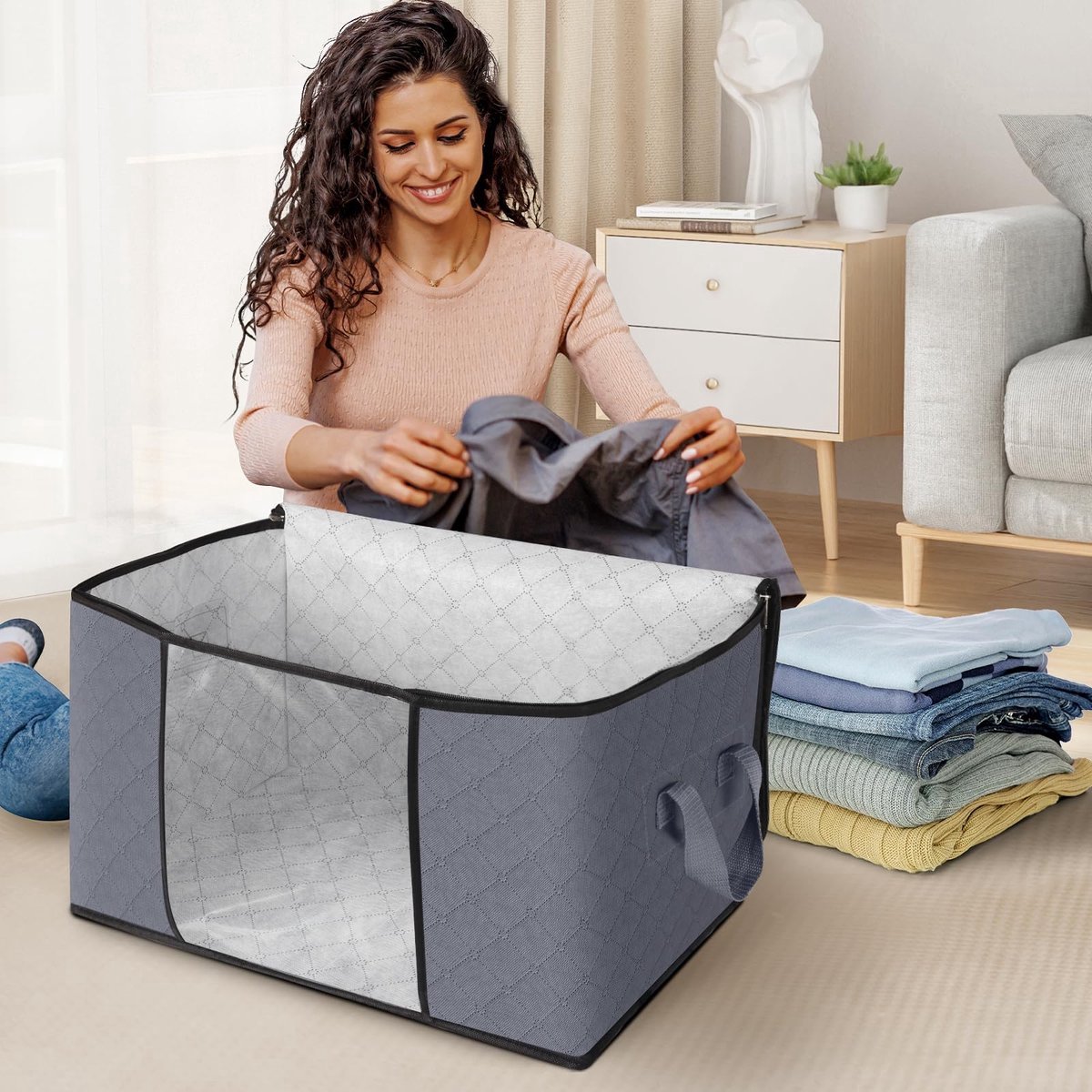 Extra grote opbergzakken, 90 l, verpakkingszak voor verhuizing Extra grote opbergzakken, 90 l, verpakkingszak voor verhuizing