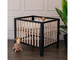 Cabino Nova Baby Box / Babybox – Kinderbox – Verstelbare Bodem– 100 x 80 cm - Zwart / Beuken