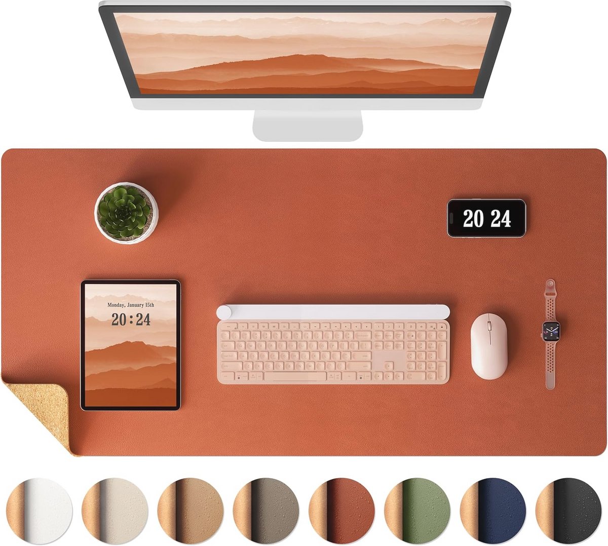 Dubbelzijdige kurk bureau onderlegger - Waterdicht en gemakkelijk te reinigen 90x40cm