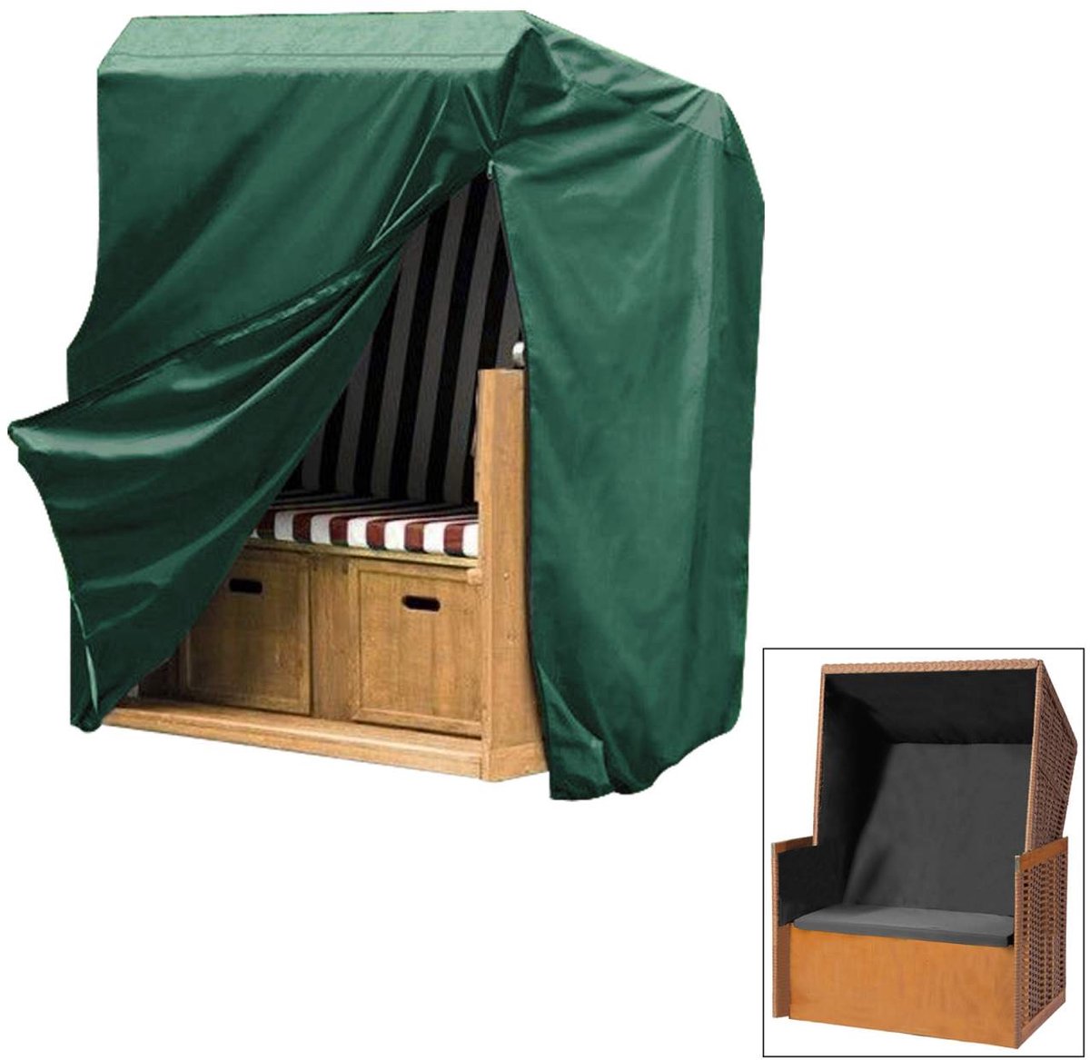 warraich-Groene beschermhoes voor strandstoel - universeel formaat 140/175x135x105 cm - waterdicht en UV-werend