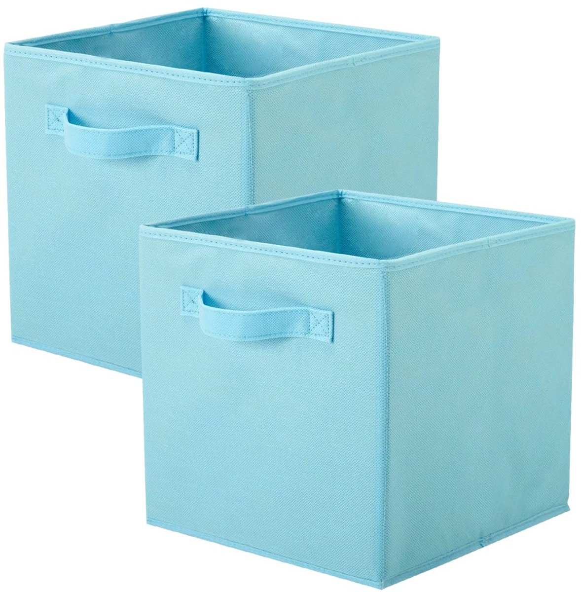 Vouwbare Opbergdozen - 2 Stuks, Cubevorm, Luxe Stof, Luchtblauw