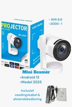 Bol.com Draagbare Mini Beamer - HiFi Stereo Build in Speakers - Android 13 Systeem - 550 Ansi Lumens - 4K Projector - Bluetooth ... aanbieding