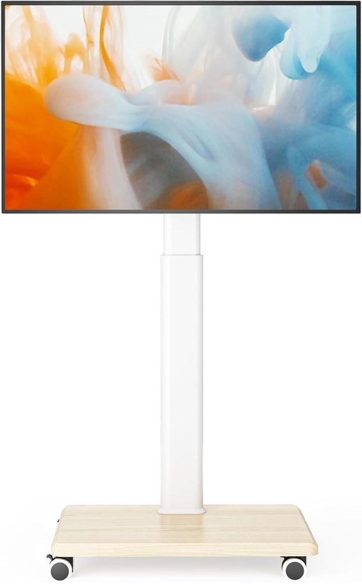 UNHO Mobiele tv-standaard op wielen: zware tv-trolley voor 32-80 inch LCD LED OLED platte tv's Rolling TV vloerstandaard met 2 niveaus metalen plank in hoogte verstelbaar houdt tot 65 kg Max VESA