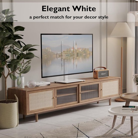 XTRARM Stellar tv-standaard oprolbaar met houten plank, in hoogte verstelbaar, zwenkbaar, tv-rolwagen met wielen voor 32-70 inch televisies tot 45 kg, universele tv-standaard, max. VESA 600 x 400