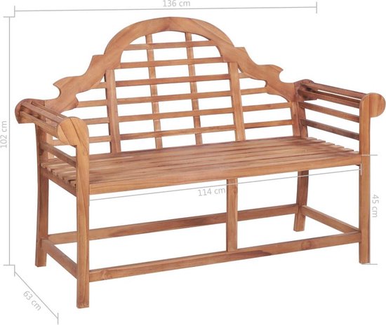 vidaXL Tuinbank 136x63x102 cm massief teakhout