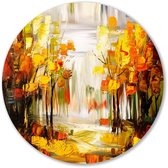 Warme abstracte herfstkleuren - Herfst wanddecoratie rond - Ronde wandprint bomen - Abstract expressionisme - Forex cirkels aan de muur - Kunst voor landelijke interieurs - muurcirkel forex 70x70 cm