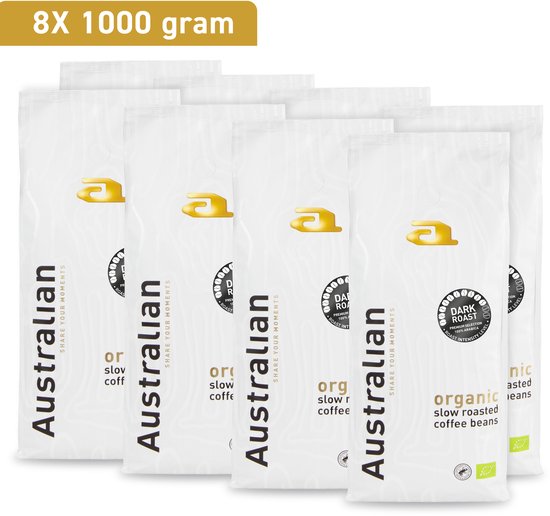 Australian Dark Roast koffiebonen - 1000 gram - 8 zakken - BIO/RFA