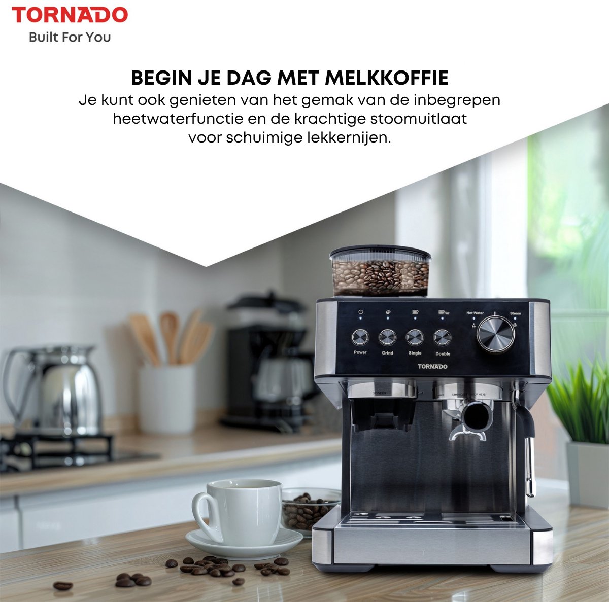 Tornado TCM-5431-GS - Pistonmachine - 20Bar - Home Barista - afbeelding 2