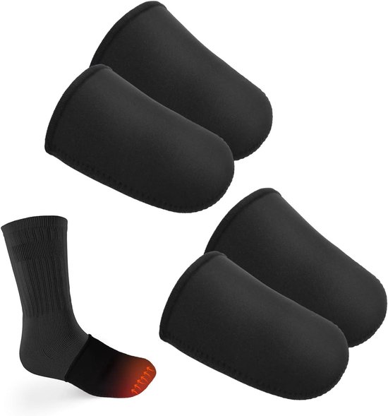 Wedhapy Neopreen teenwarmers 4 paar thermische voetwarmers voor de winter, elastische teenbeschermers voor fietsen, hardlopen, wandelen, ijsbaden, zwart Wedhapy Neopreen teenwarmers 4 paar thermische voetwarmers voor de winter, elastische teenbeschermers voor fietsen, hardlopen, wandelen, ijsbaden, zwart