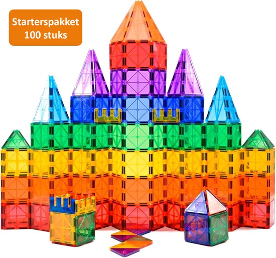 DutchOne Magnetisch Speelgoed Bouwblokken 100 Stuks - Magnetic Tiles Speelgoed - Montessori Speelgoed - Magnetische Tegels - Magnetische Bouwstenen - Magnetische Bouwblokken - Constructie Speelgoed