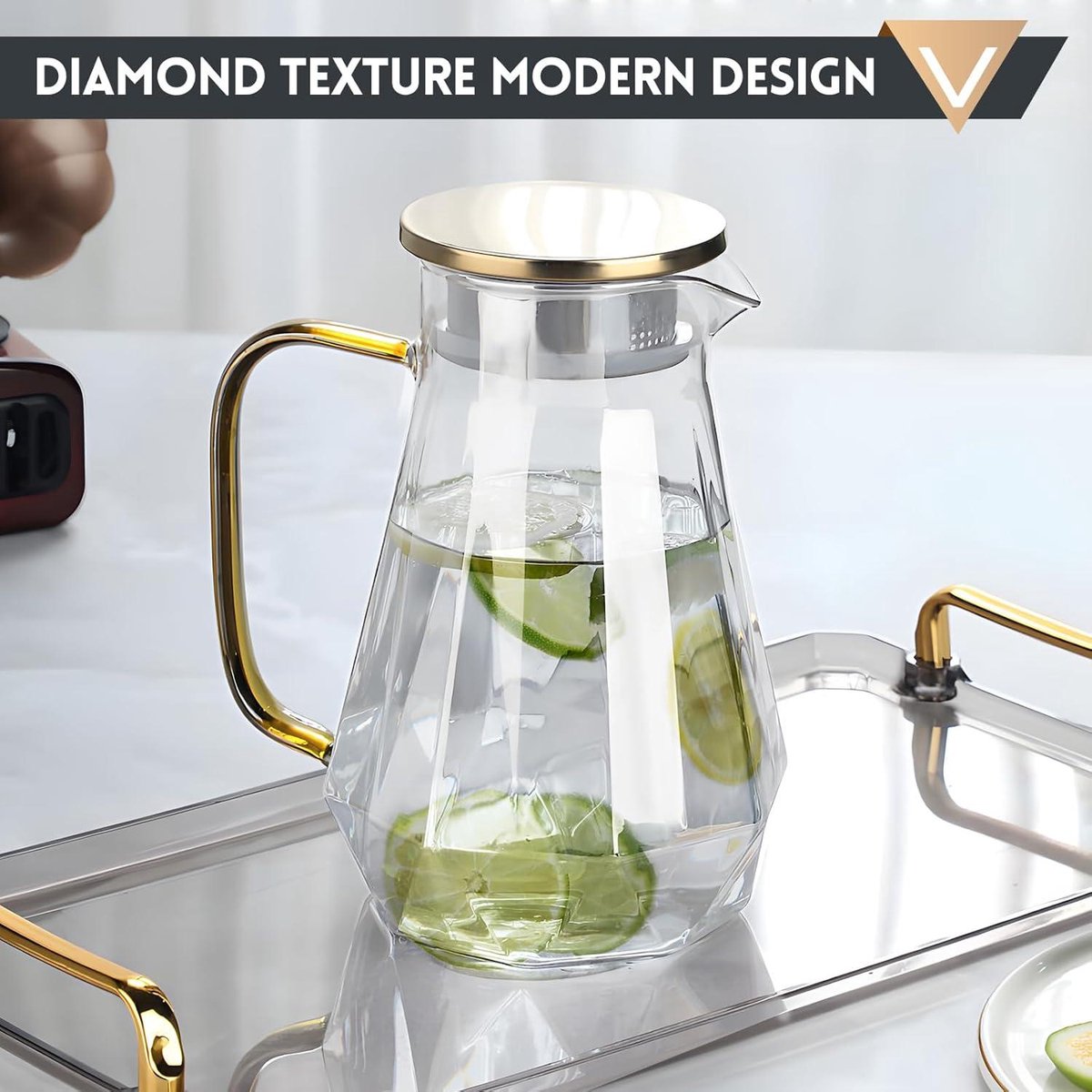 Carafe à Eau En Verre Borosilicate 2 Litres - Avec Couvercle Et Filtre, Résistante à La Chaleur, Idéale Pour Thé, Jus, Boissons Maison - 5
