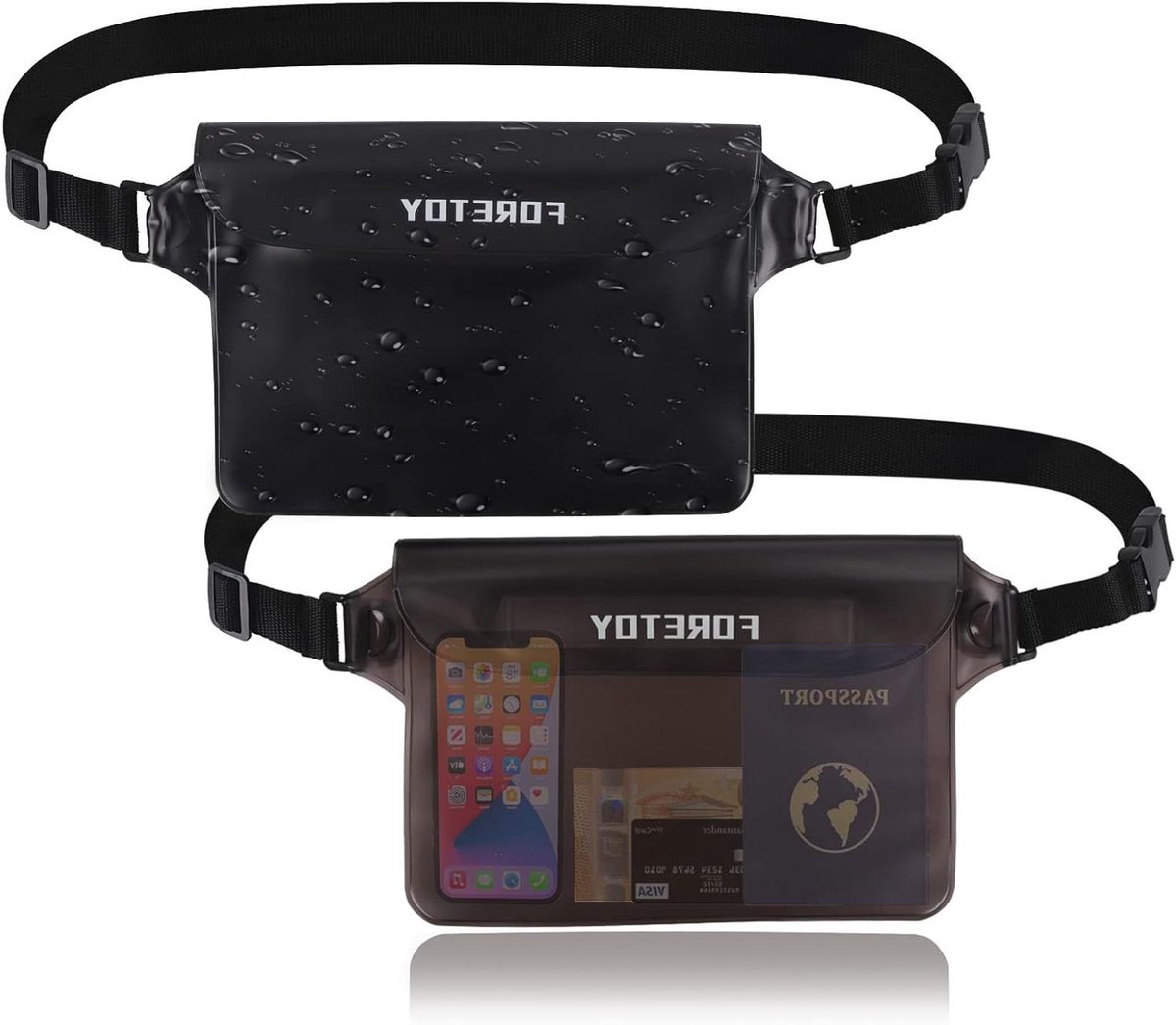 Waterdichte tas 2 stuks - Heuptas met verstelbare riem - 100% waterdichte telefoonhoes voor watersport strand zwemmen bootrijden skiën