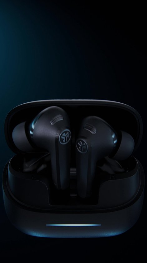 JLab Jbuds Pods ANC Oortjes Draadloos – 56 Uur Speeltijd – Draadloze Oordopjes - Bluetooth Multipoint – Hybrid Active Noise Cancelling Oortjes – Aanpasbare Equalizer Instellingen EQ4 – Fast Charging Case Met Ingebouwde Oplaadkabel - Zwart