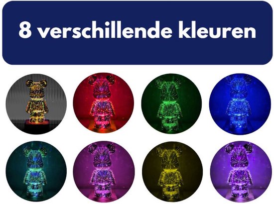 Lampe ours effet feu d'artifice - Veilleuse enfant - Lampe enfant - Lampe 3D Lampe de table LED