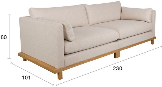Zuiver Blossom 3-zitsbank Eiken Zand - Crème