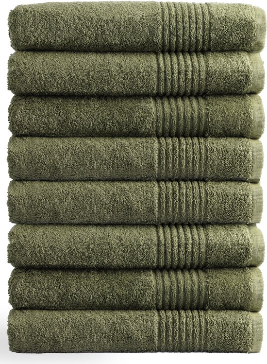 OUTLET BADTEXTIEL - set van 8 - badlaken 70x140 - groen