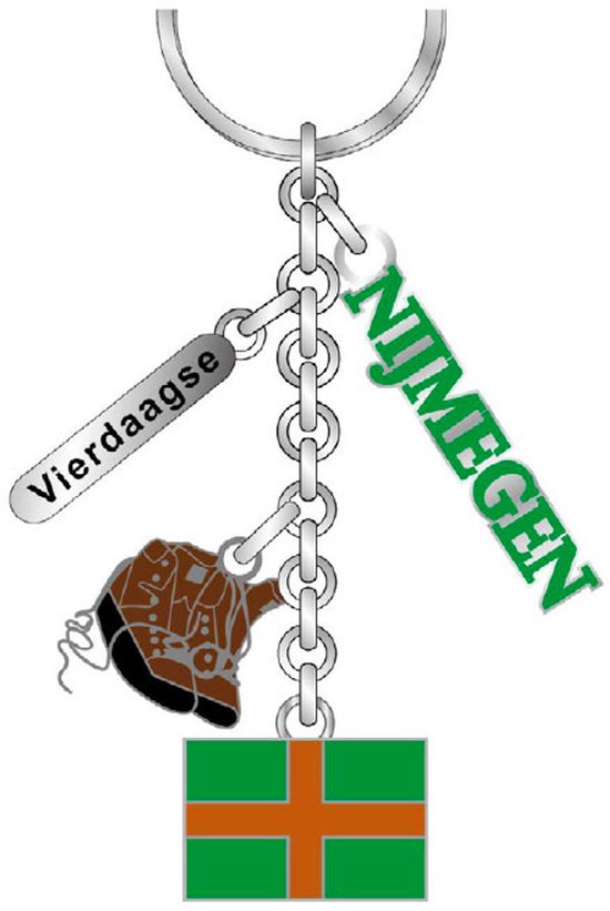Sleutelhanger Vierdaagse Nijmegen - 4 bedels - metaal - 4Daagse Nijmegen