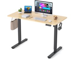 Earthyhome Zit-sta bureau 120 x 60 cm，Elektrisch verstelbaar 70cm-116cm, Anti-botsing technologie, Geheugenfunctie, Stille Motor, Intelligent bedieningspaneel, LED-display, Draagvermogen 80 kg, Houtkleur.