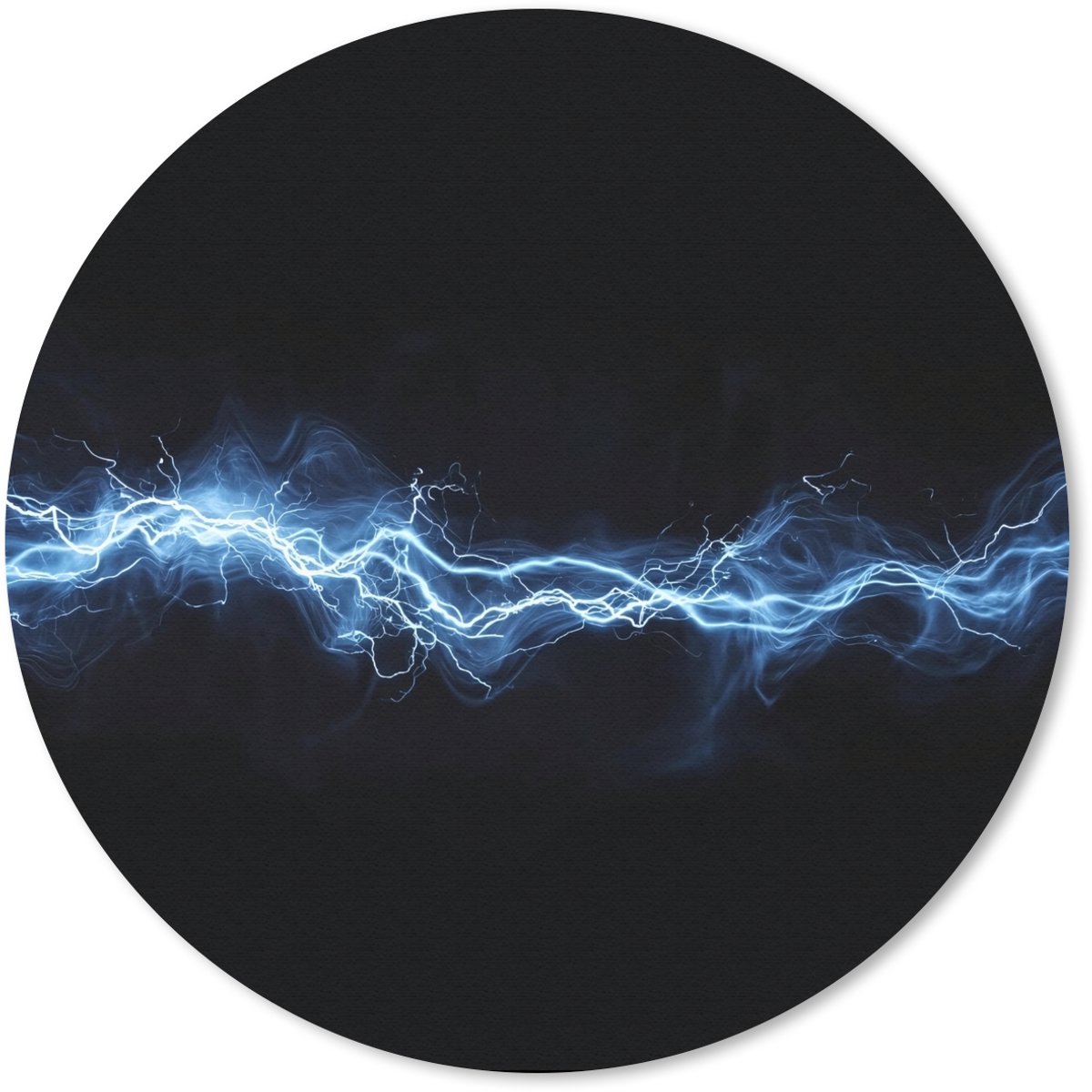 Muismat rond 30x30 cm - Mousepad Gaming - Bliksemflits - Blauw - Energie - Ronde muismatten