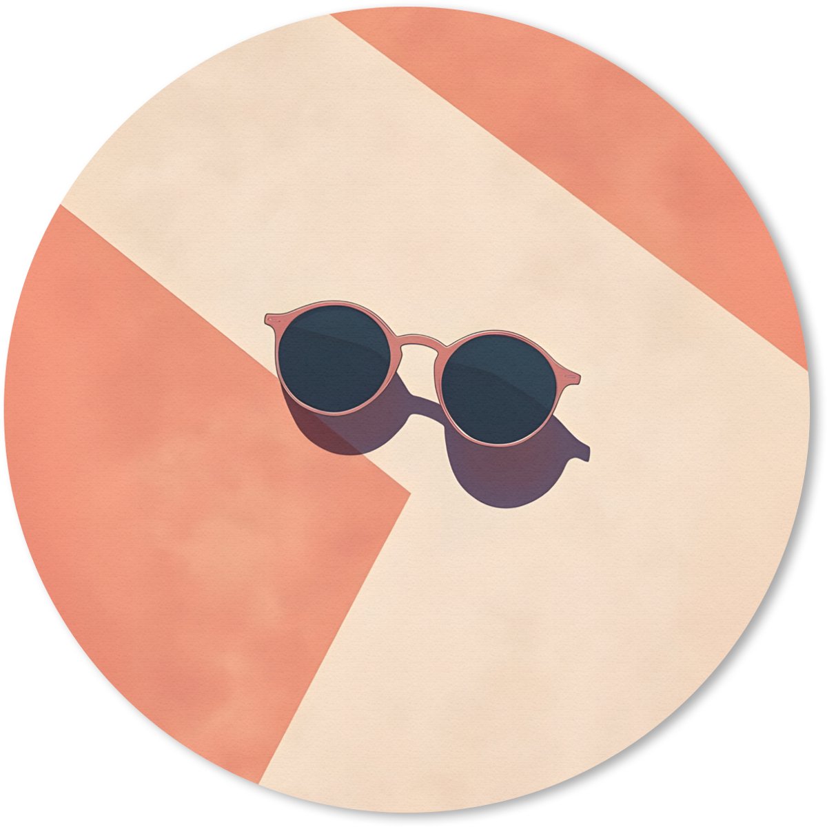 Muismat rond 20x20 cm - Mousepad Zonnebril - Schaduw - Oranje - Minimalistisch - Ronde muismatten