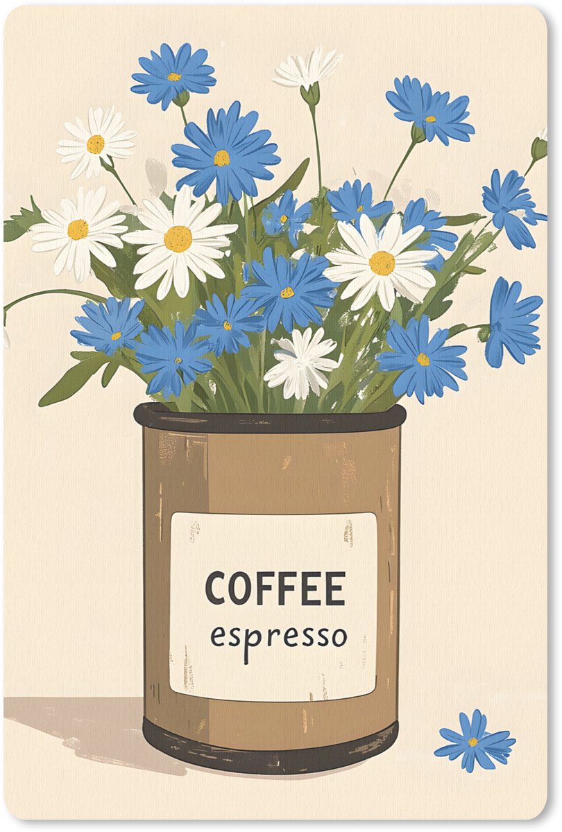 Muismat 18x27 cm - Mousepad Coffee - Blik - Minimalistisch - Bloemen - Muismatten