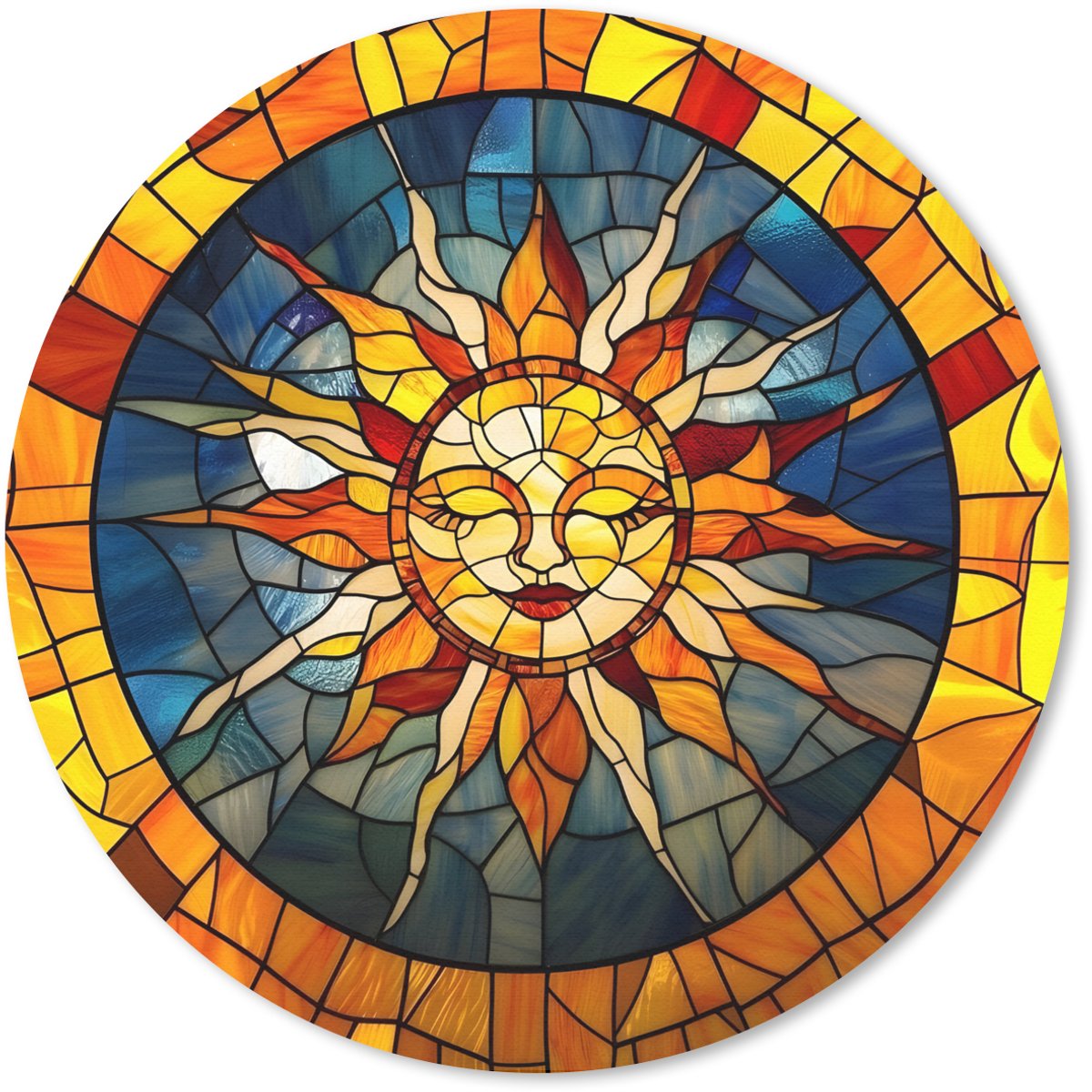 Muismat rond 50x50 cm - Mousepad Mozaïek - Zon - Geel - Cirkel - Ronde muismatten