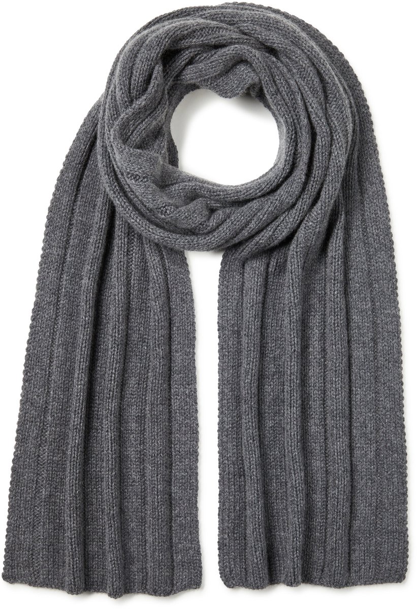 FALKE Scarf in Rib sneldrogend warm kasjmier wintersjaal unisex grijs - maat ONESIZE
