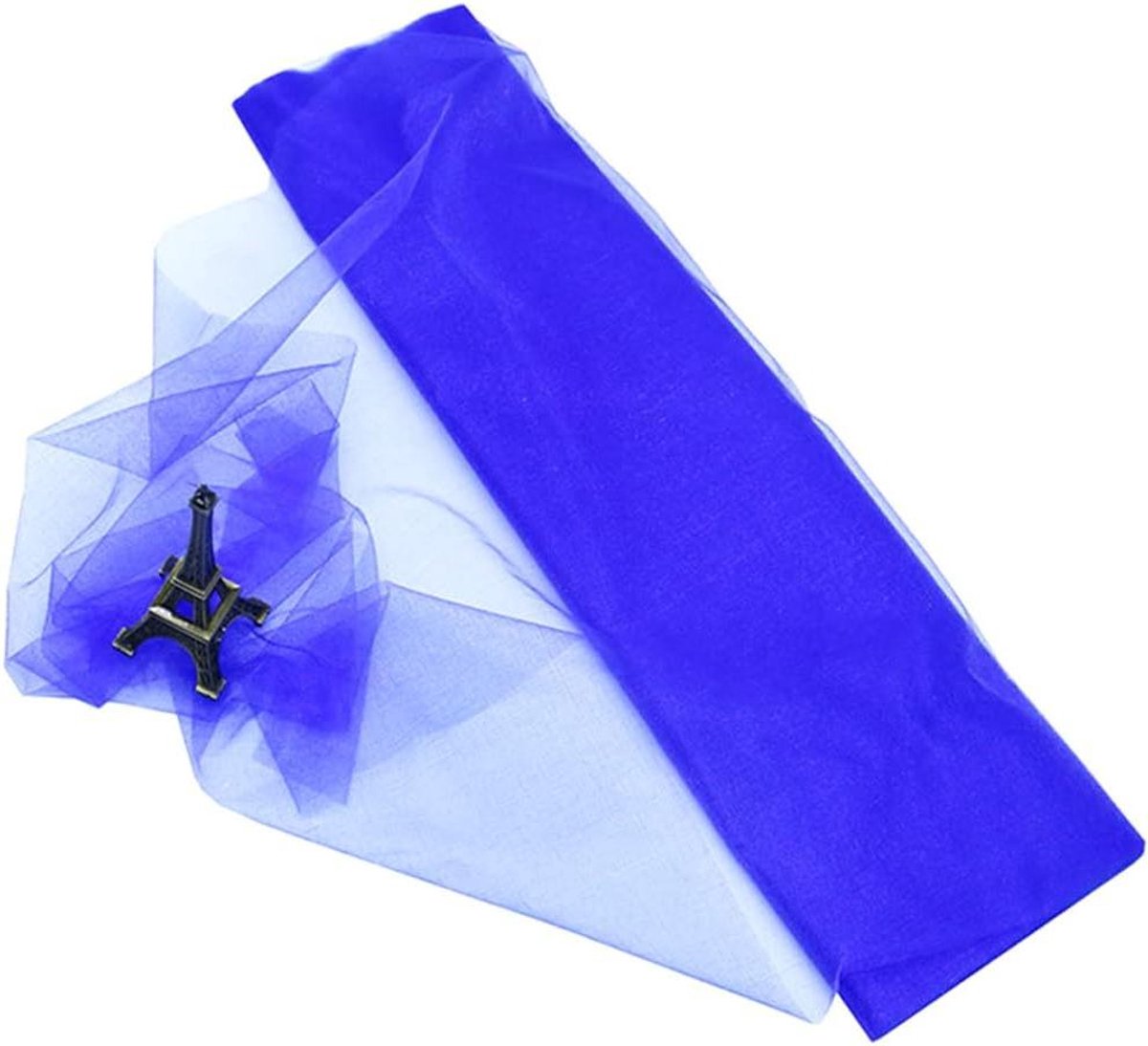 Allecto Plus - Organza Decoratie Stof 48cm x 10m voor naaien Bruiloft Sluiers Onderrokken Rokken Organza Stof Decoratie Lint voor Bruiloft Feest Banket Tafelloper Cadeau Strik DIY Ambachten Kerstdecoratie Koningsblauw