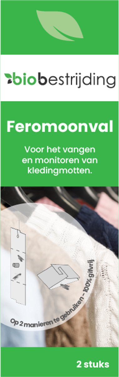 Feromoonval voor kledingmotten - Natuurlijk motten bestrijden - 100% gifvrij - bevat 2 vallen