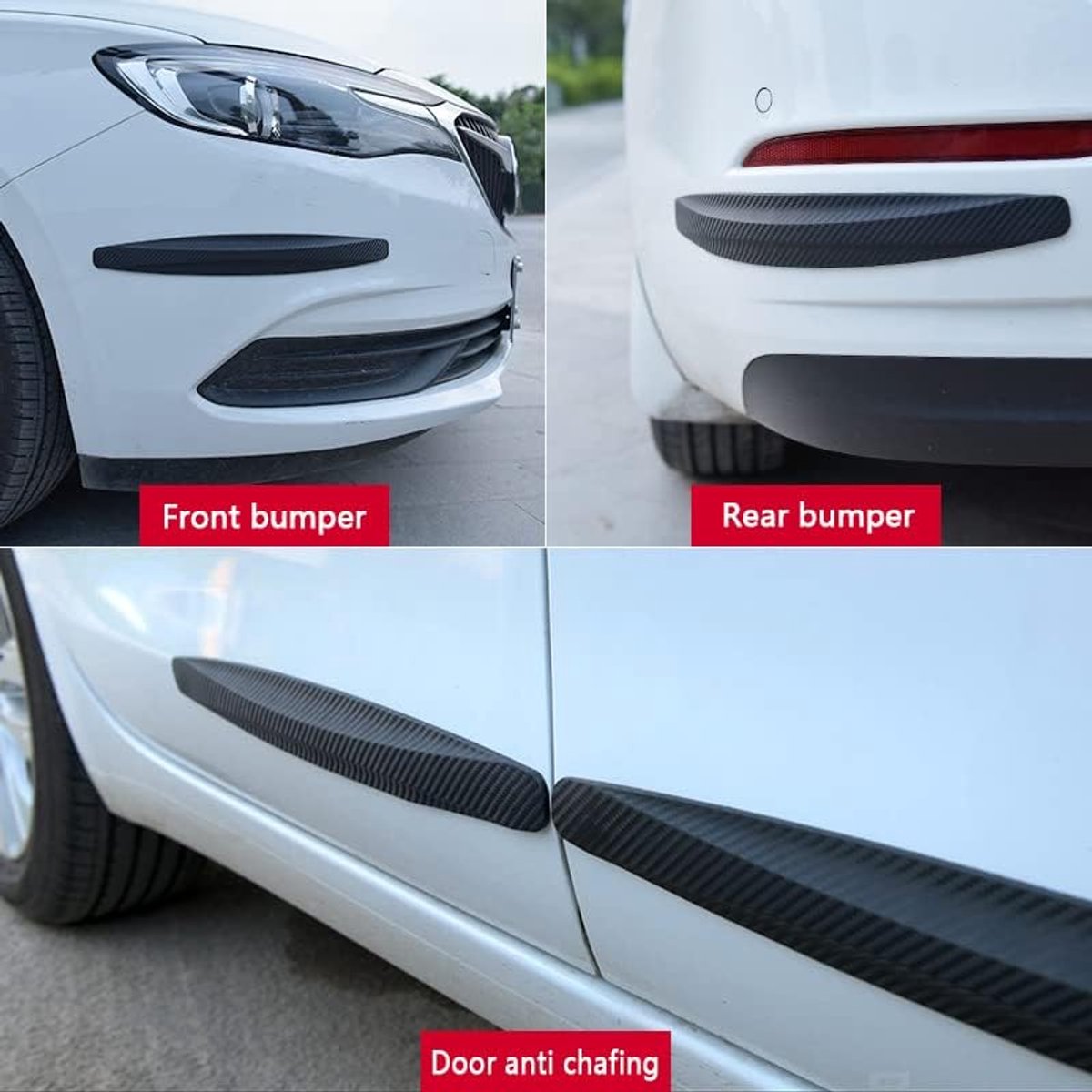 WeFoonLo Pack van 2, Universele Rubber Anticollision Auto Hoek Bumper Guard Protector Anti-Kras Strips Sticker (Wit
