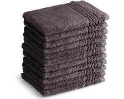 OUTLET BADTEXTIEL - set van 12 - washandjes 16x21 cm - antraciet